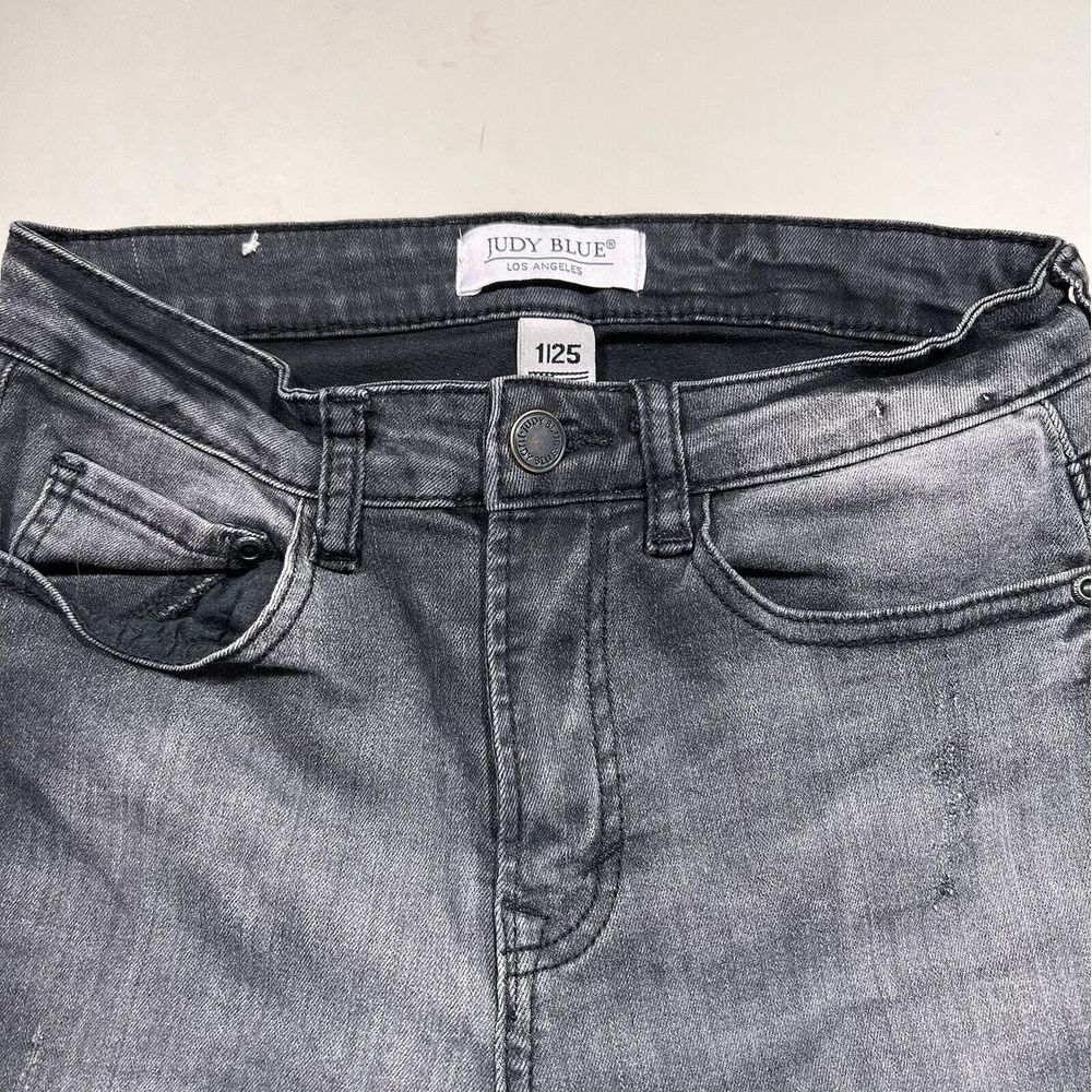 Judy Blue Skinny Jeans Faded Black‎ Raw Hem Distressed 1/25 Womens Denim